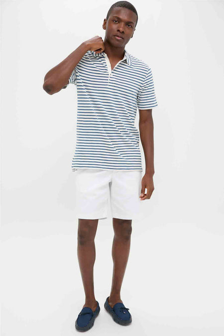Ivory Breton Stripe Sunwashed Tee Shirt Polo