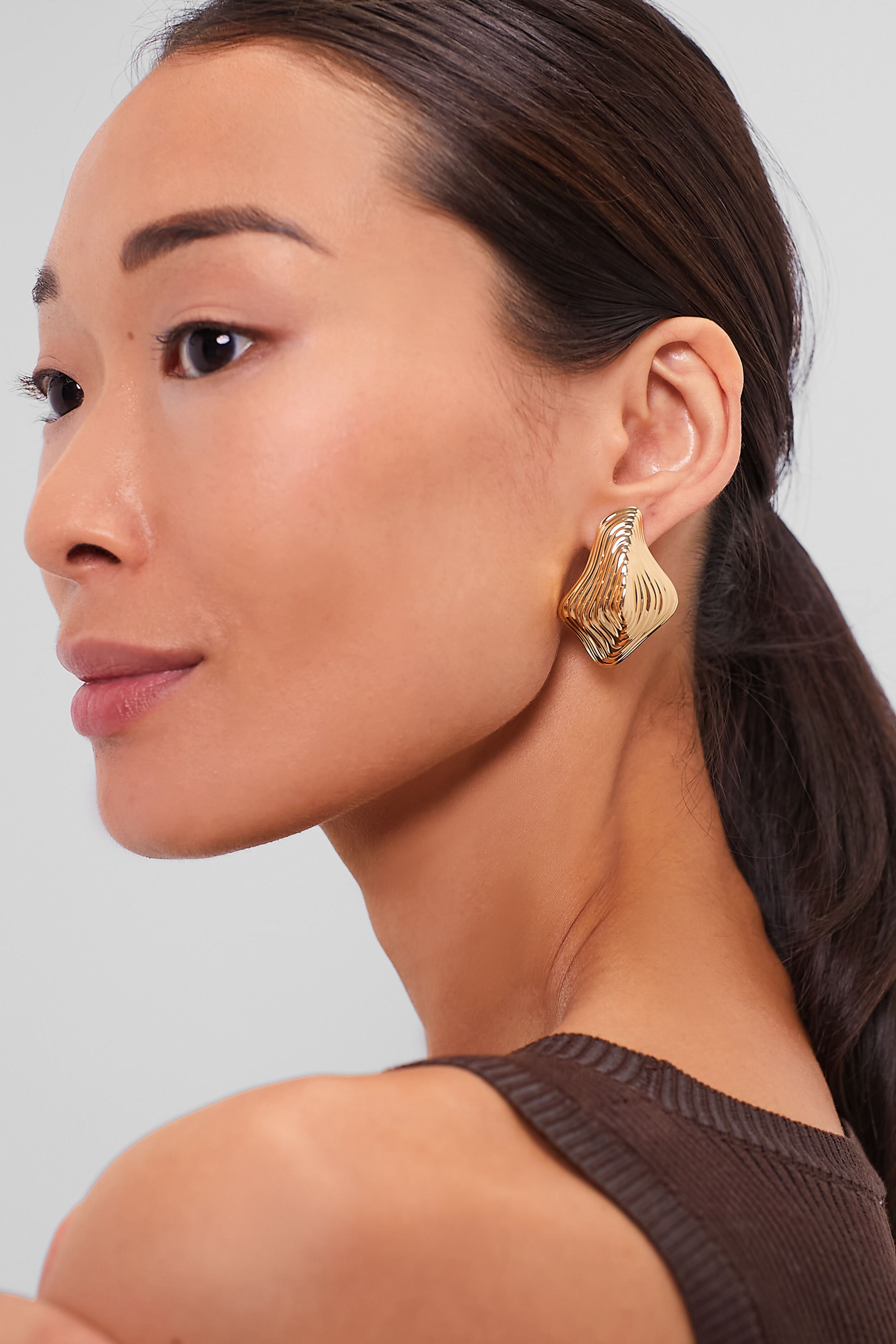 Shiny Brass Relic Earrings