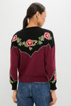 Wine Heirloom Rose Western Pullover
