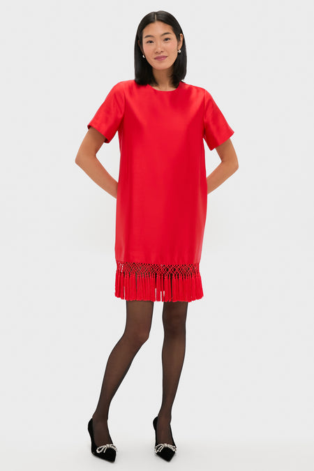 Red Dupioni Tassel Downing Dress