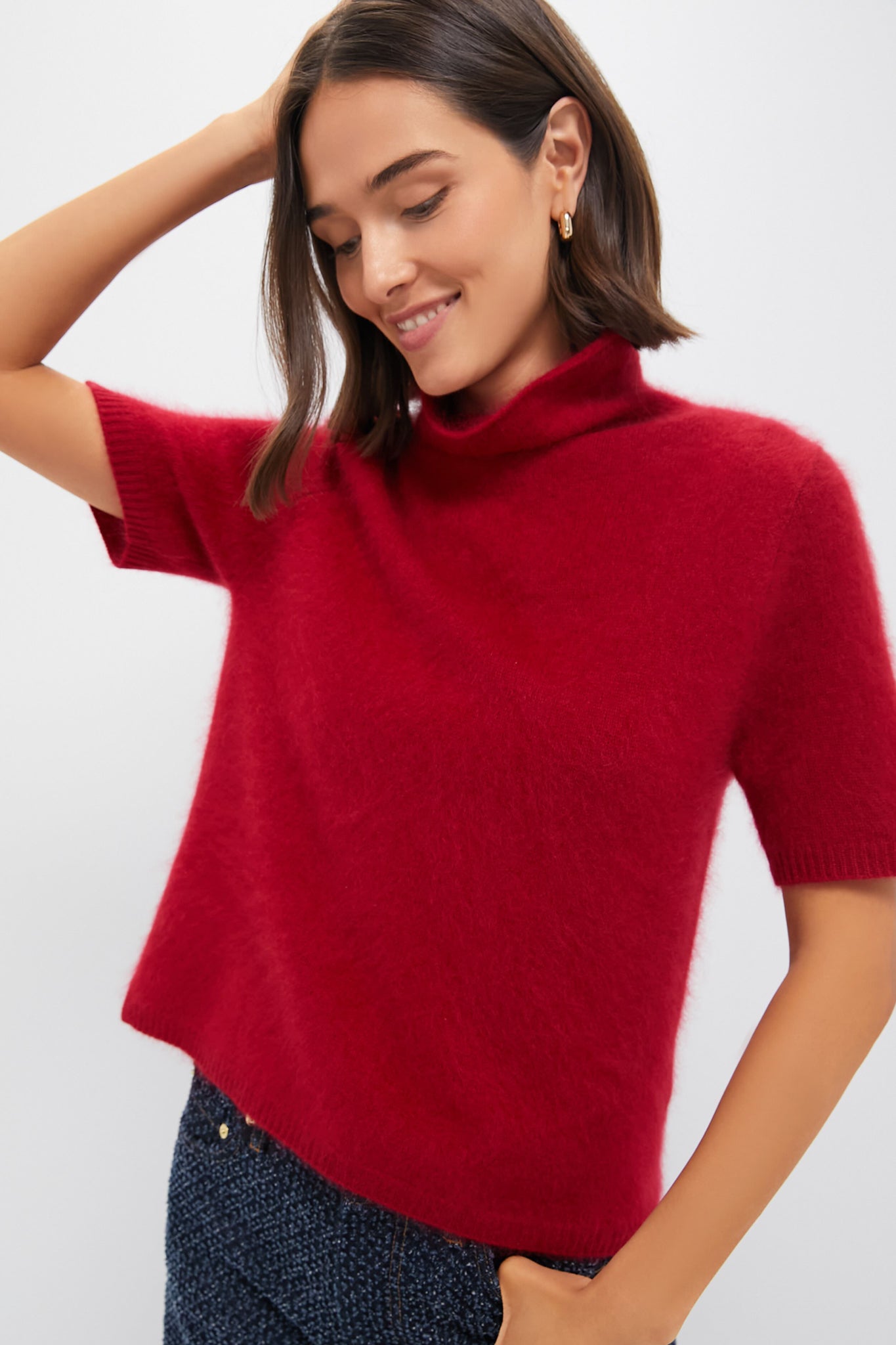 Lipstick Red Cuddle Turtleneck Soft Goat - Main Image