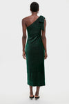 Emerald One Shoulder Ainslee Midi Dress