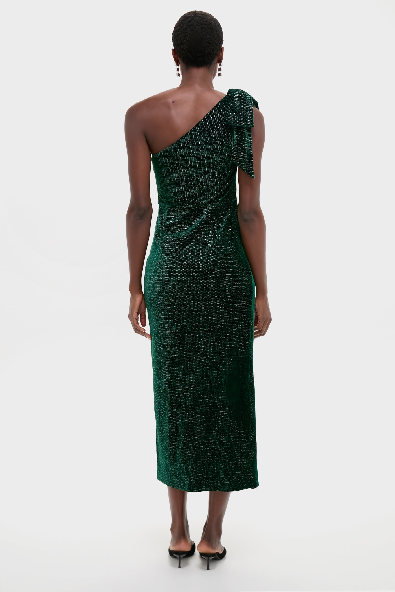 Emerald One Shoulder Ainslee Midi Dress