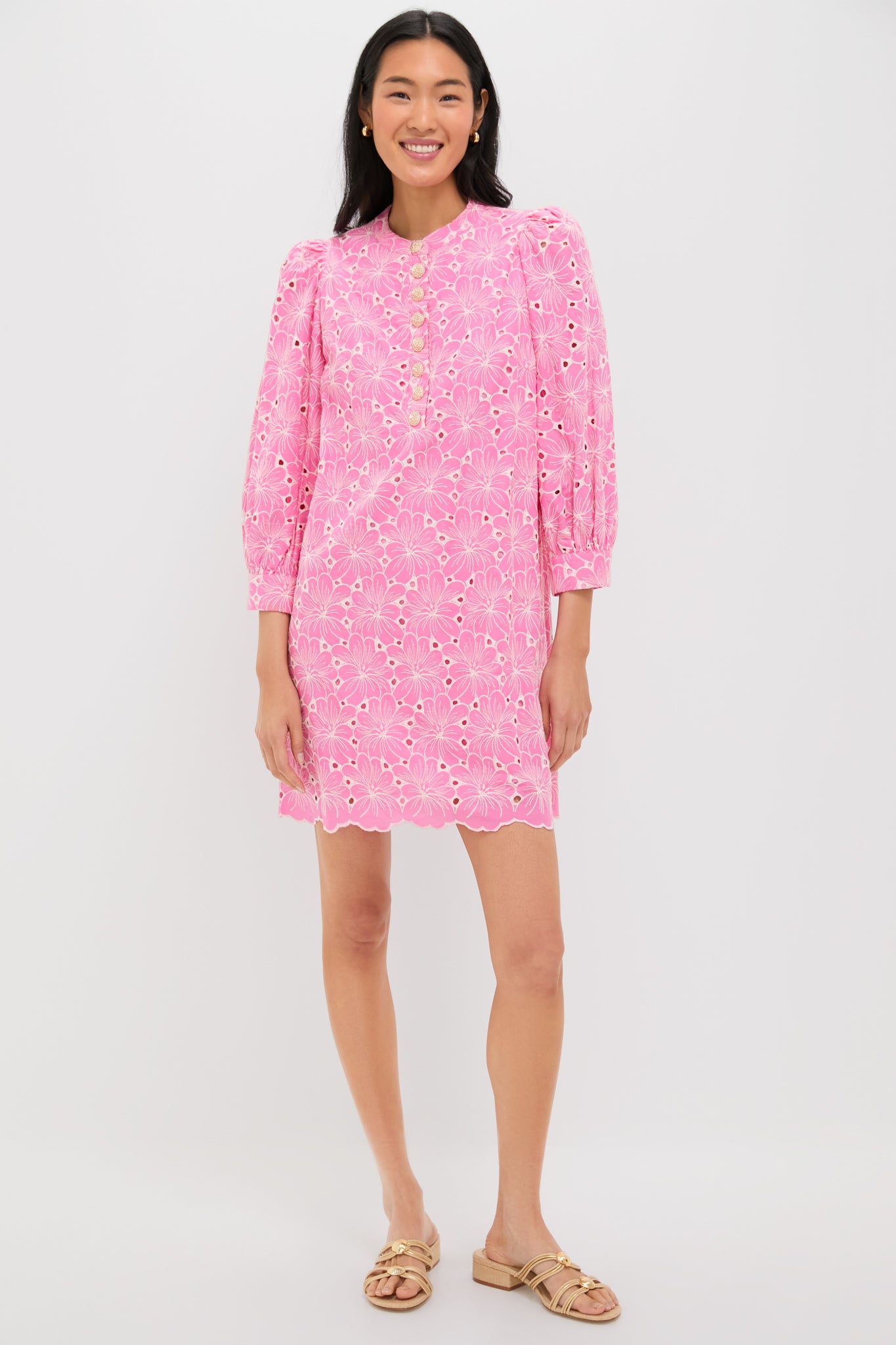 Pink Floral Eyelet Samantha Dress