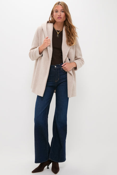 Almond Hooded Double Breasted Boucle Jacket