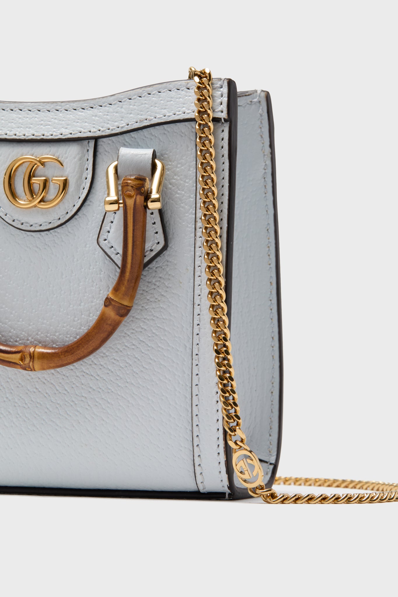 Gucci Light Blue Diana Bamboo Handle Mini Chain Tote