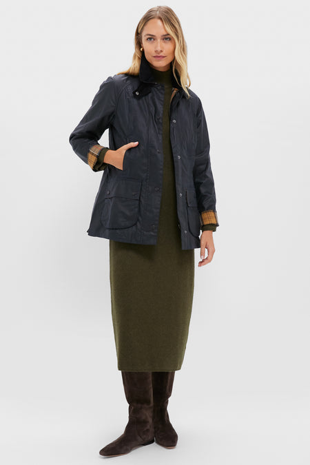 Navy Beadnell Wax Jacket