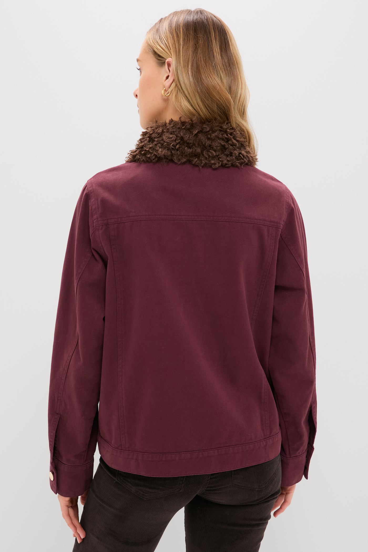 Maroon Denim Removable Collar Rocco Jacket