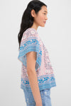 Salmon Teal Printed Angel Top