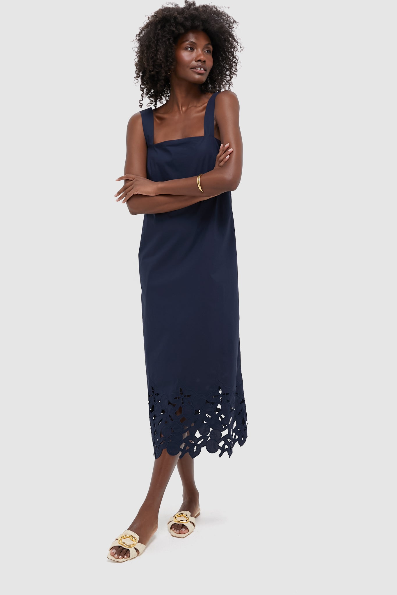 Navy Cotton Eyelet Moria Dress