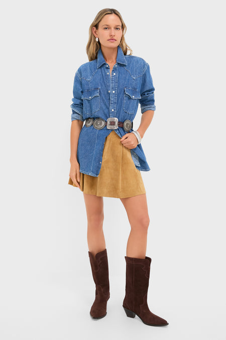 Nisku Wash Denim Woven Long Sleeve Collared Sport Shirt