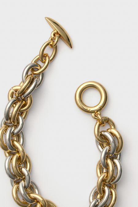 Shiny Gold and Dark Silver Lush Link Bracelet