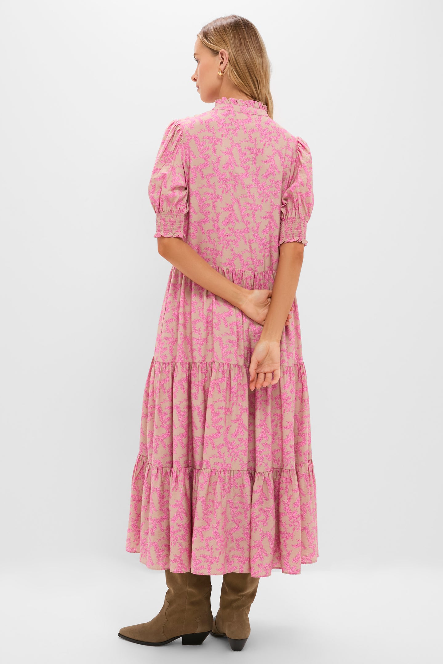 Tan & Pink Vines Bennett Maxi Dress