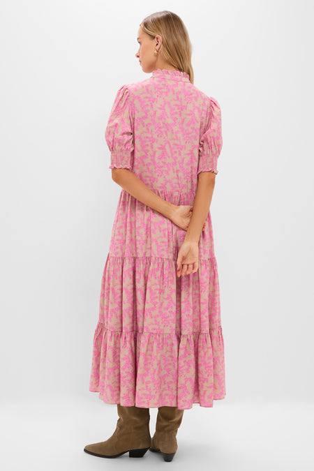 Tan & Pink Vines Bennett Maxi Dress