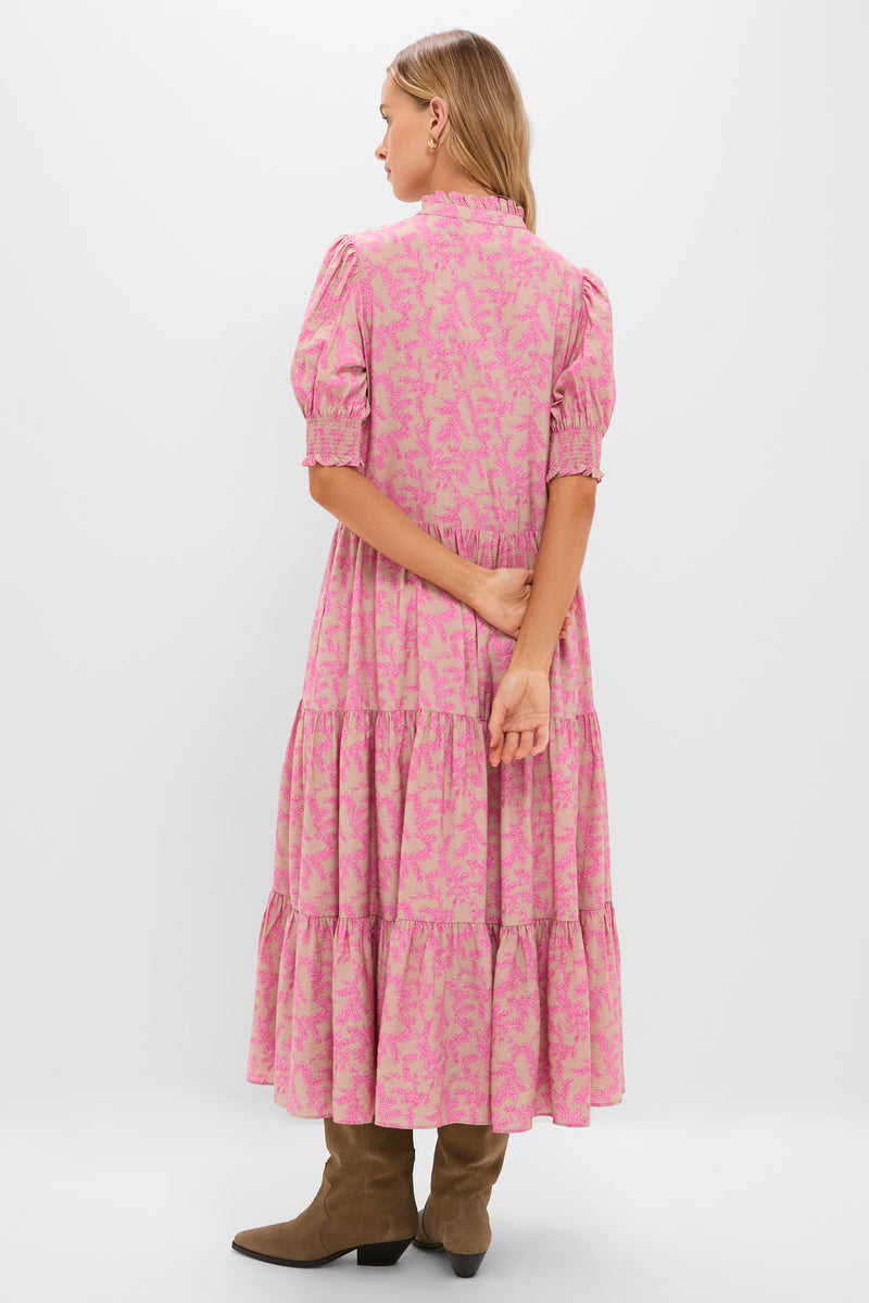 Tan & Pink Vines Bennett Maxi Dress