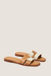 Cognac and White Leather Muse Sandals