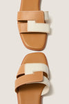 Cognac and White Leather Muse Sandals