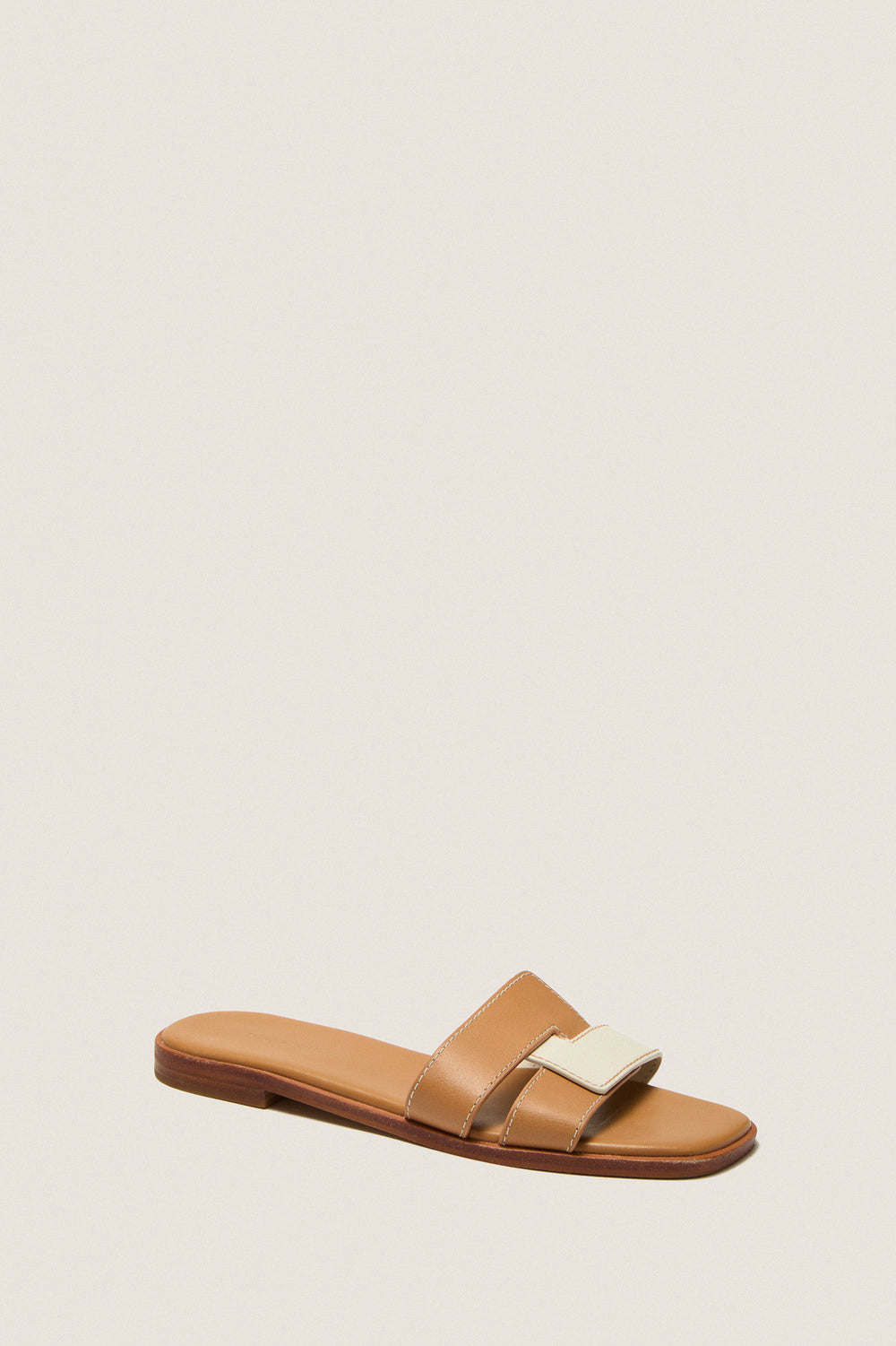 Cognac and White Leather Muse Sandals