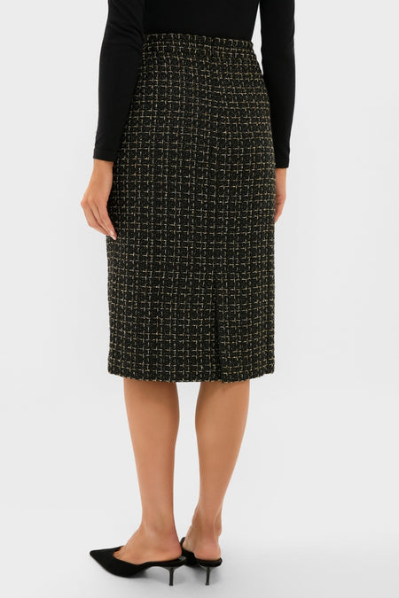 Black and Gold Leslie Midi Skirt