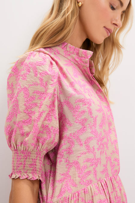 Tan & Pink Vines Bennett Maxi Dress