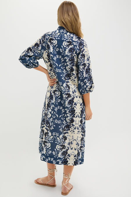 Indigo Reflection Cotton Linen Maryse Caftan