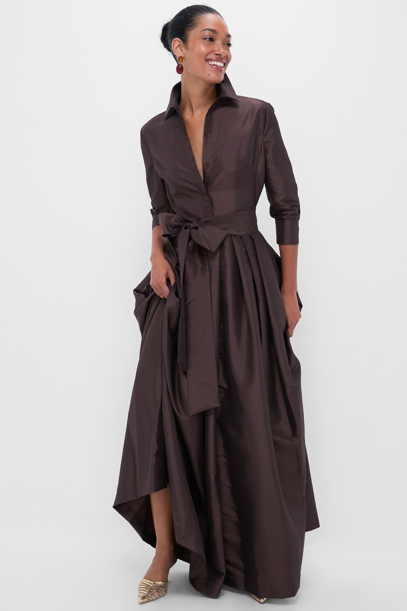 Chocolate Julip Belted Gown | SIMKHAI