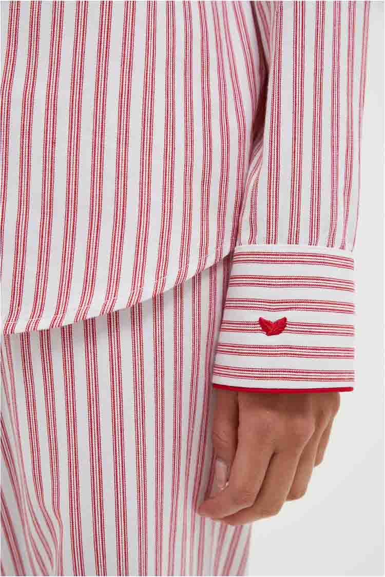 Antique Red Ticking Long Sleeve Pants Set