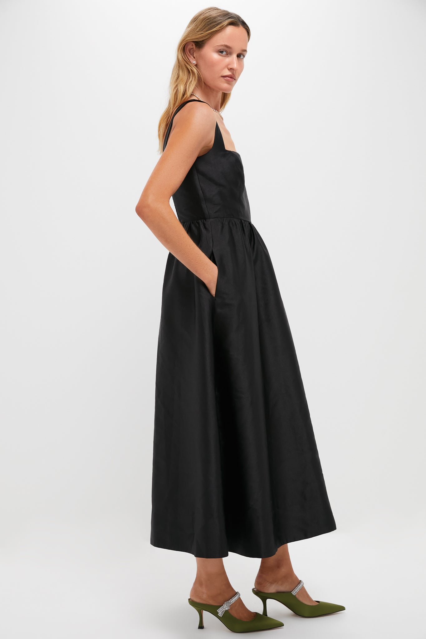 Black Dupioni Esme Dress