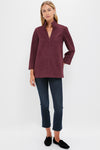 Winetasting Suede Margot Stand Collar Blouse