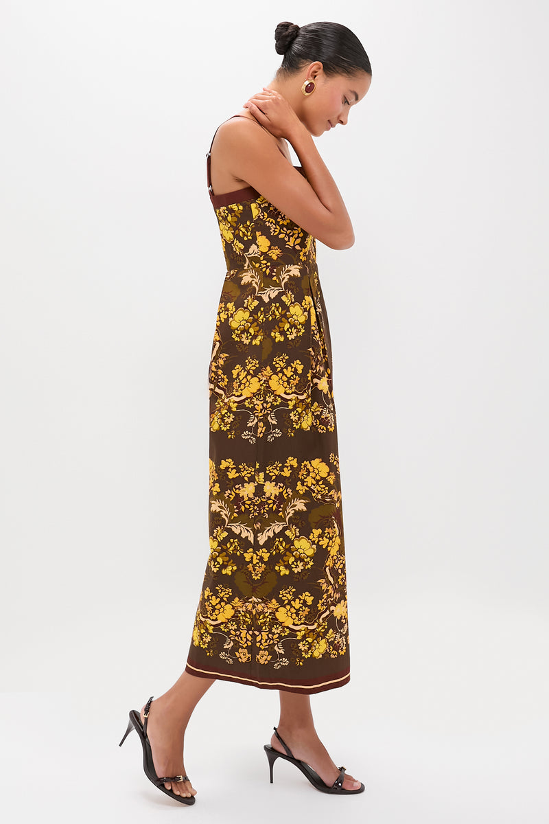 Olive and Yellow Floral Tilman Midi Dress