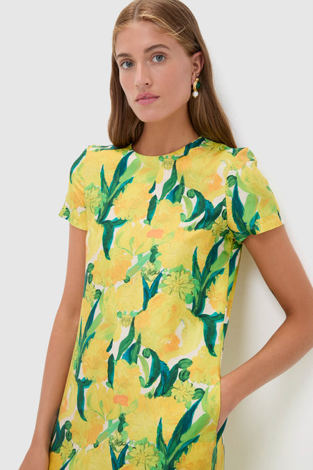 Zesty Swing Dress with Feathers