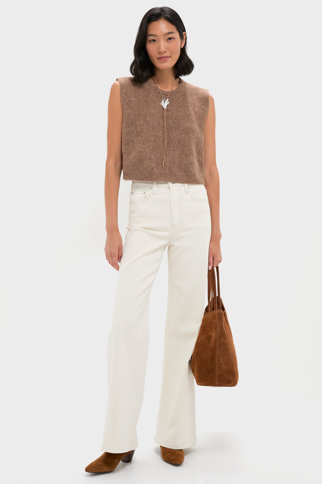 Cognac Suede Dimple Tote
