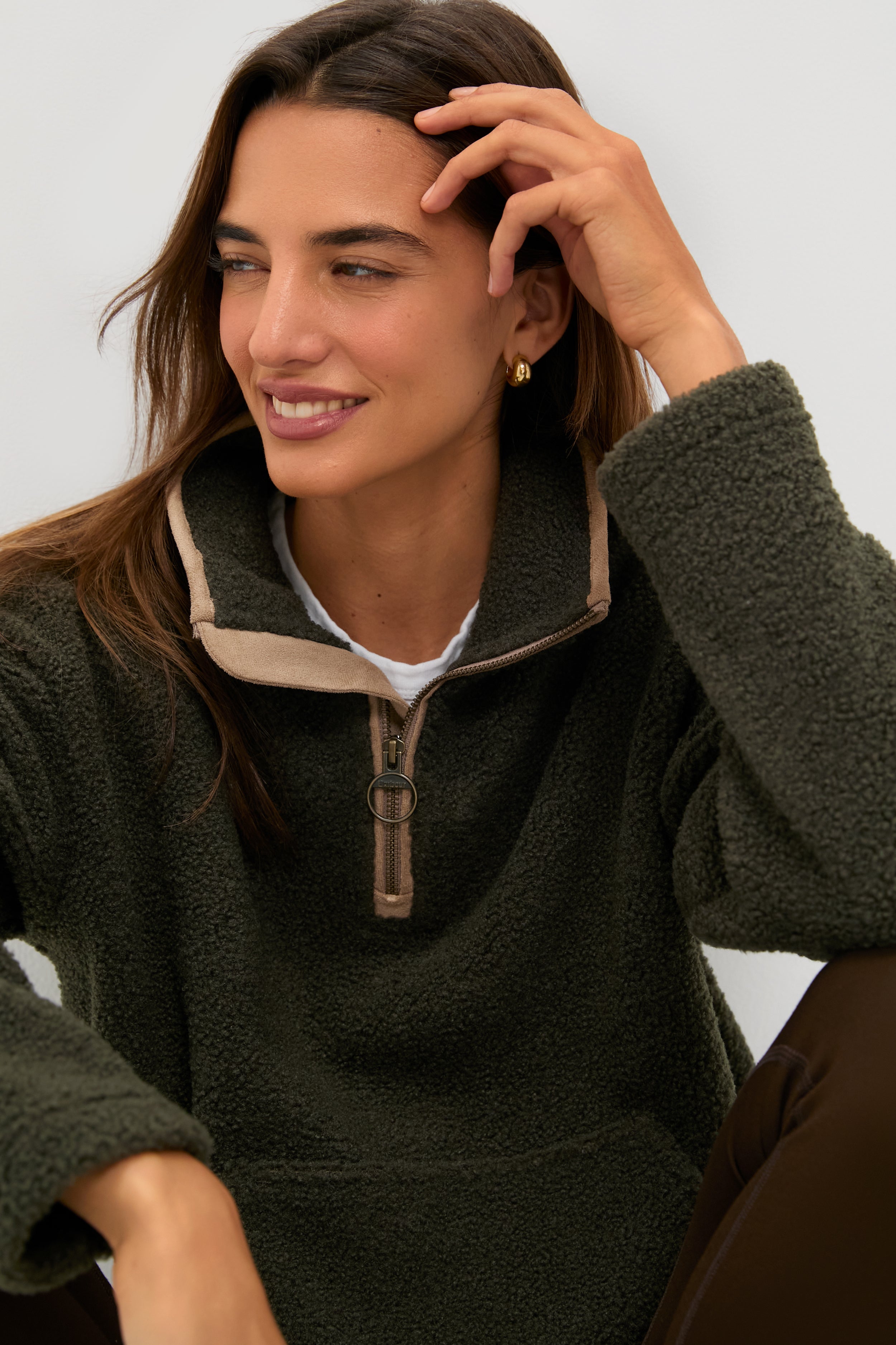 Olive Bamburgh Fleece Pullover | Barbour