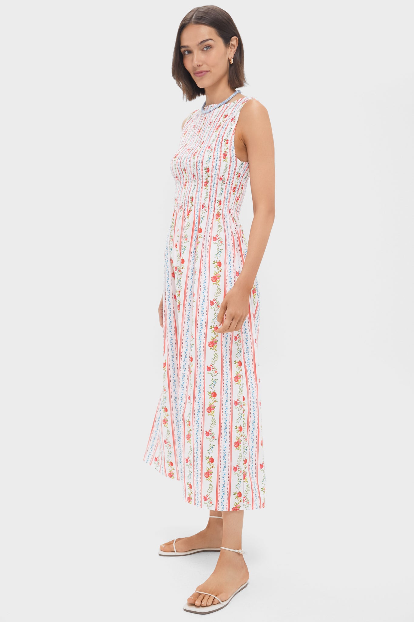 Pomegranate Stripe Cosima Nap Midi Dress