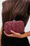 Burgundy Haven Woven Clutch
