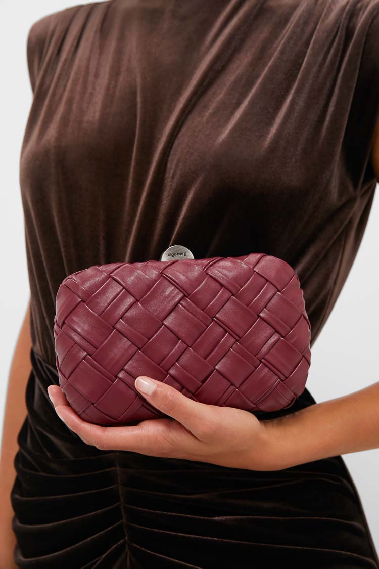 Burgundy Haven Woven Clutch