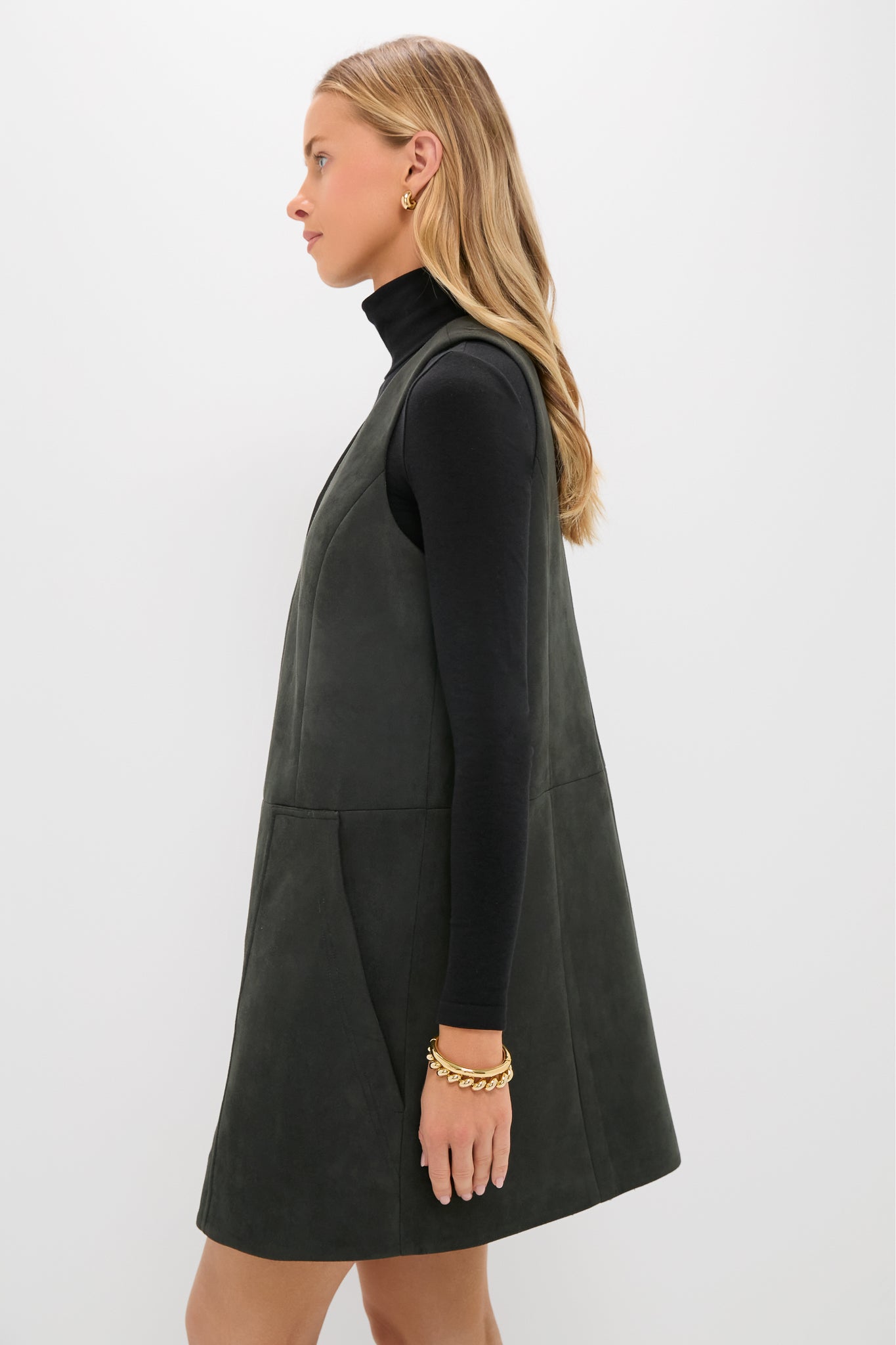 Tuckernuck Deep Olive Vegan Suede Bailey Dress Green Suede / XXL