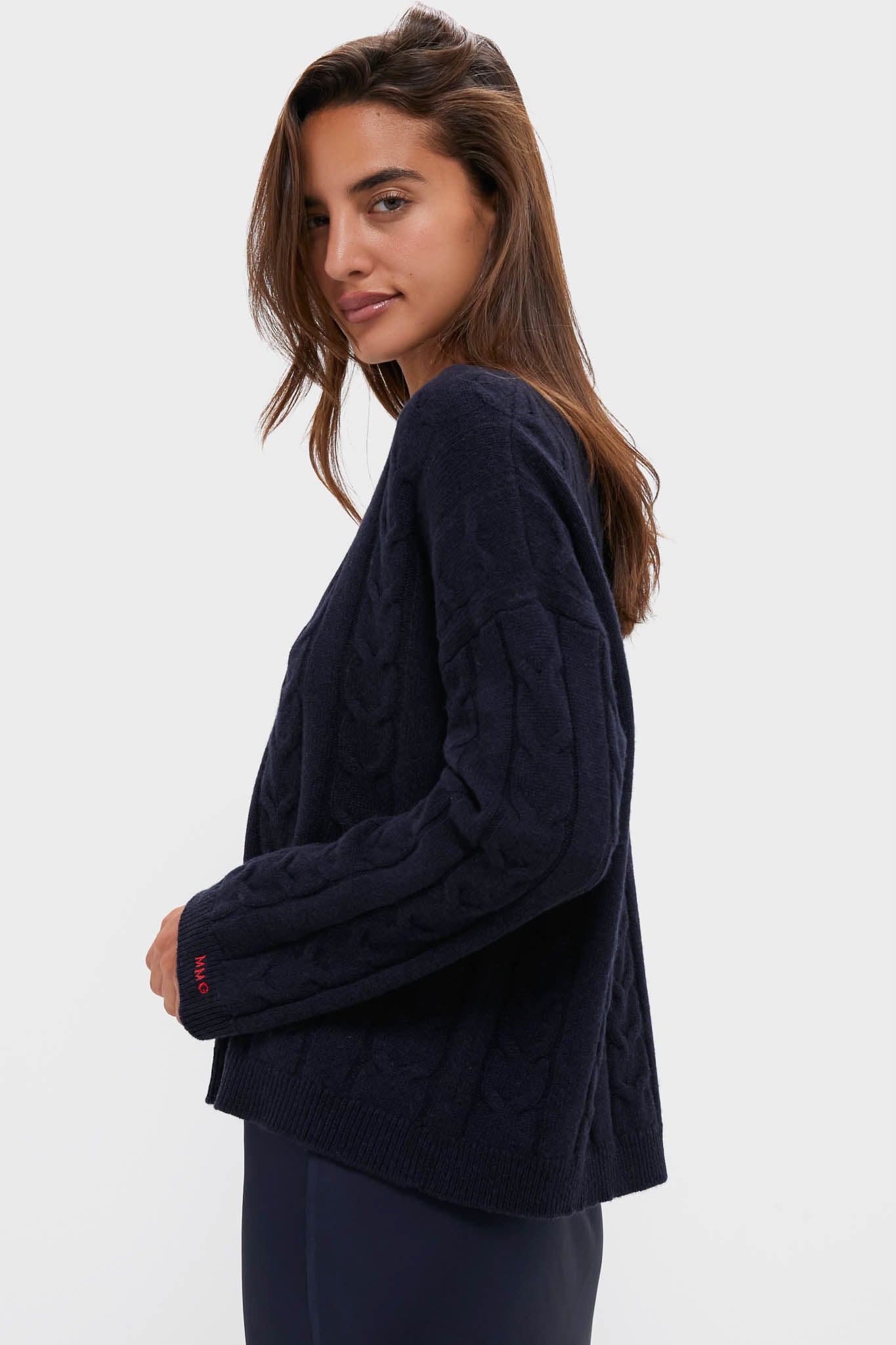 Navy Cashmere Eloise Cable Knit Sweater