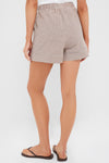 Mocha Cotton Gingham Augusta Shorts