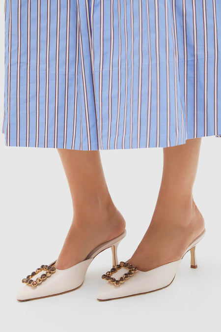 Puff Cream Leather Ave Mules