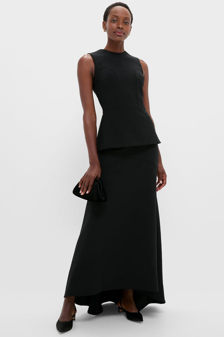 Black Synan Birdseye Suiting Maxi Skirt