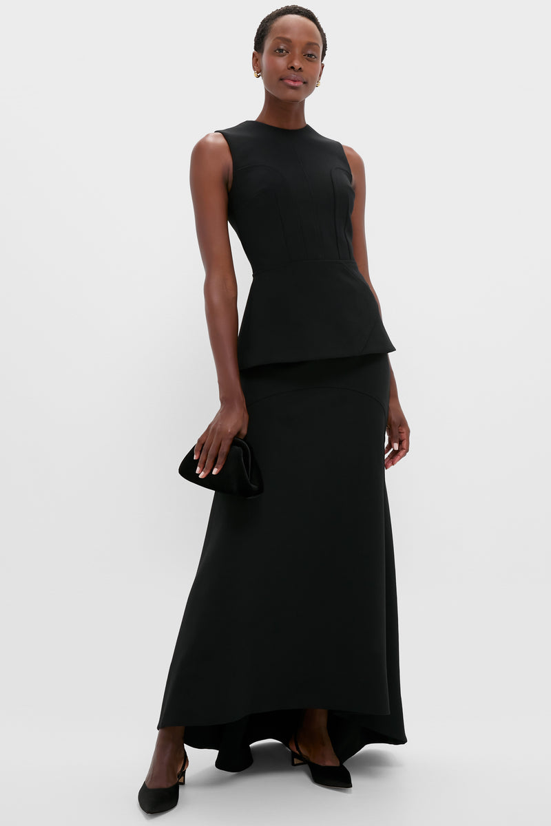 Black Synan Birdseye Suiting Maxi Skirt