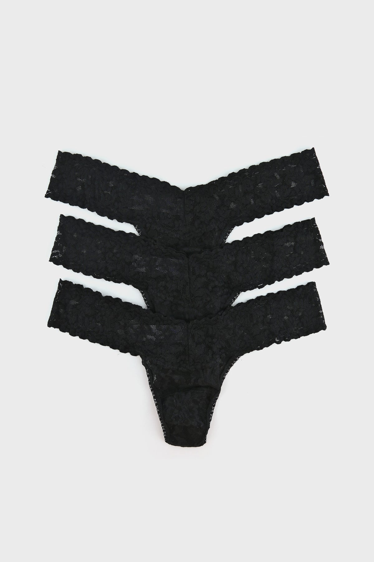 Black Low Rise Thong 3 Pack