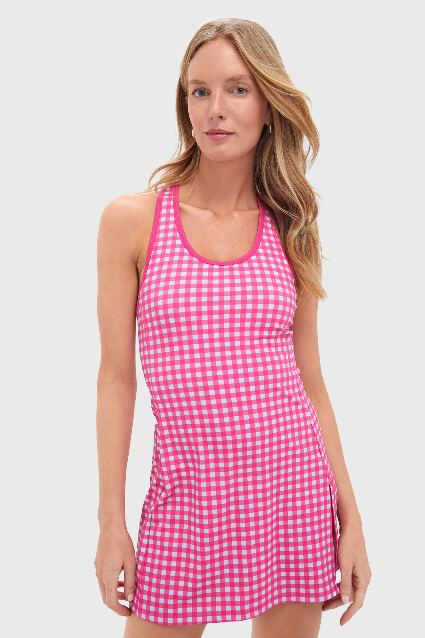 red gingham tennis dress Red Gingham Layered Athletic Dress