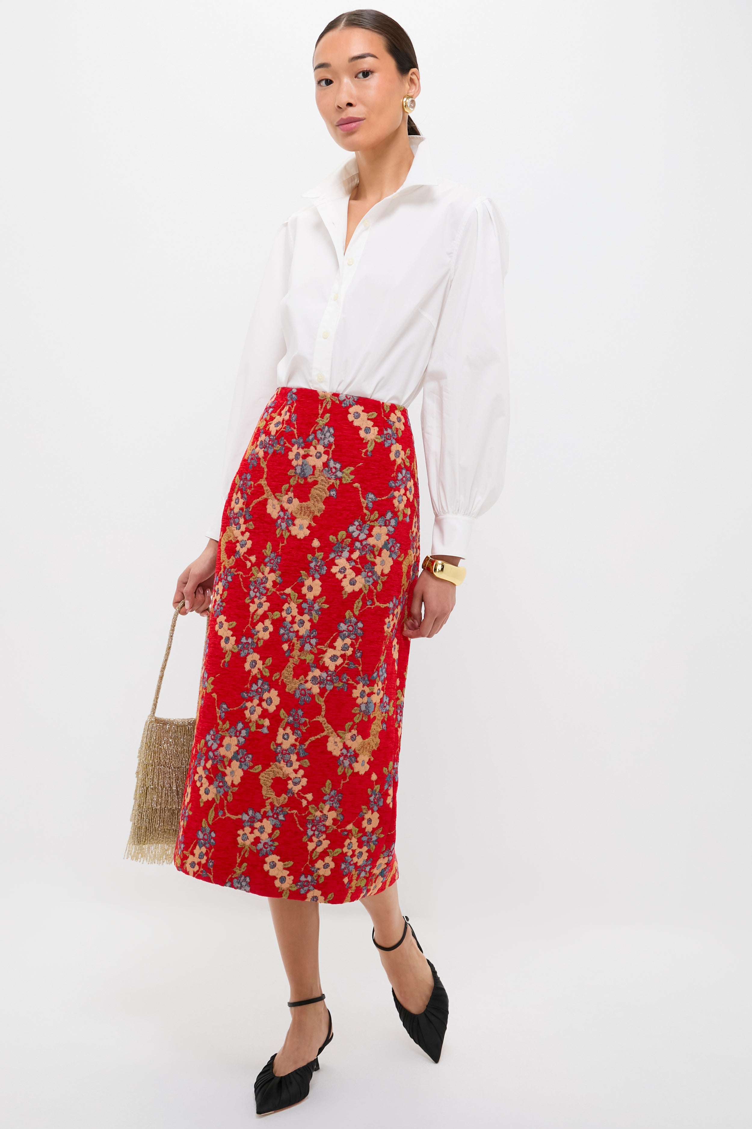 Sakura Blossom Chenille Jacquard Ellington Skirt | Tuckernuck
