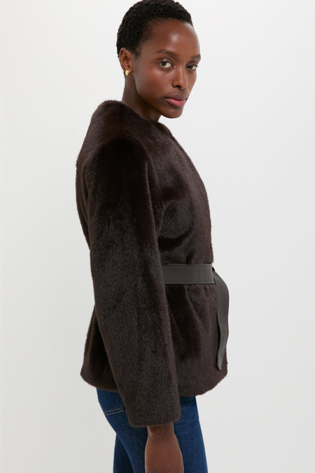 Brun Fabu Fur Wrap Coat