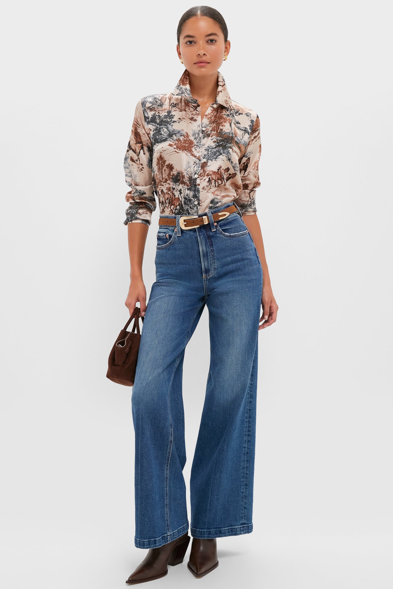 Tan Mountain Western Tyler Long Sleeve Blouse