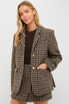 Chicory Coffee Check Wool Mix Oversized Blazer