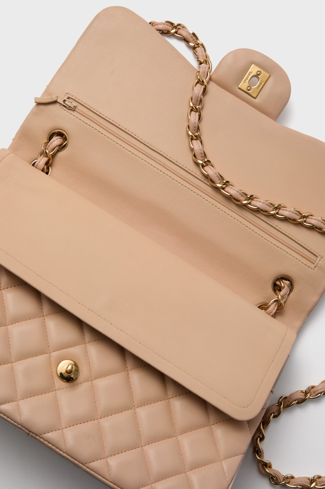 CHANEL Beige Classic Jumbo Flap Bag