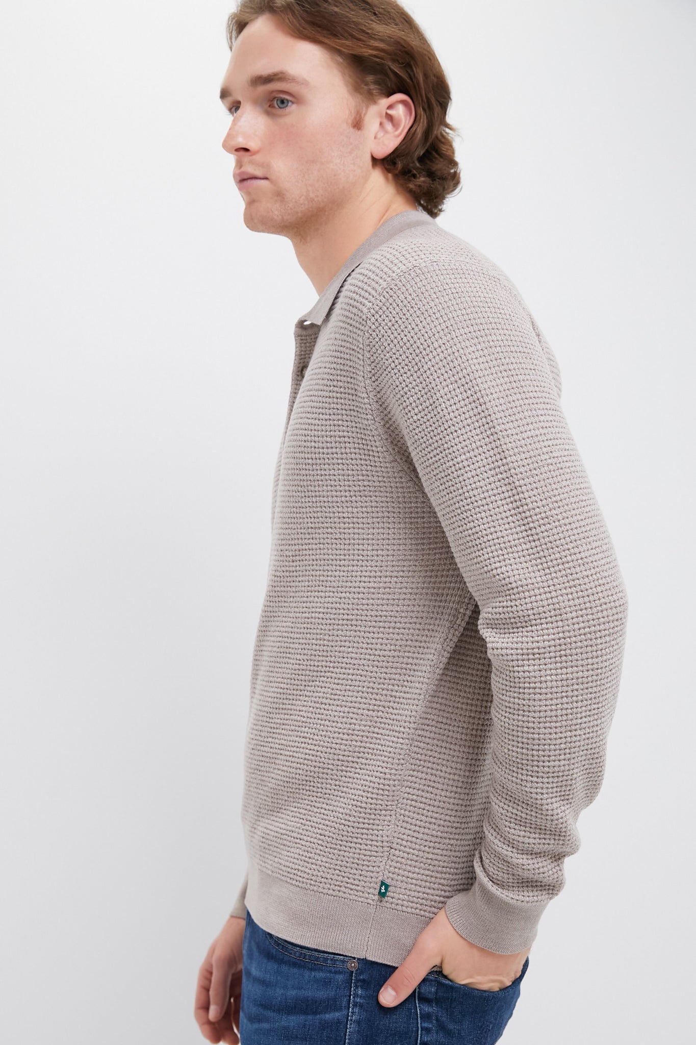 Oatmeal Merino Waffle Polo